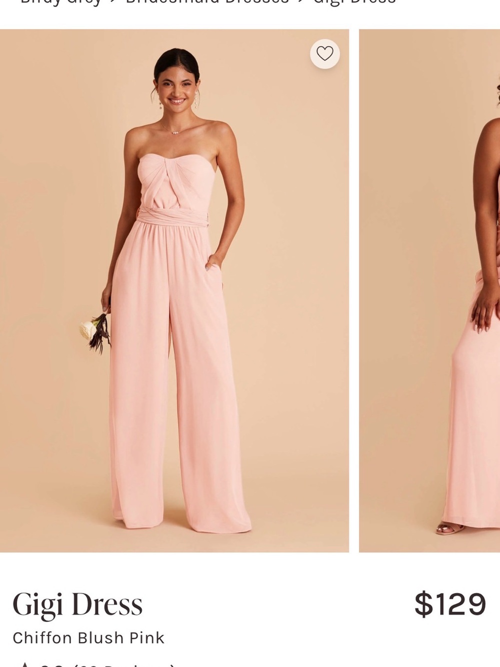 Birdy Grey Blush Maxi flowing jumpsuit party bridesmaid 1X blush pink